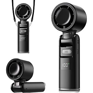 Lerat 4000mAh 3-in-1 Portable Handheld Turbo Fan w/ LED Display & Flashlight (Black or White) $5.93 + Free Shipping w/ Prime or on $35+