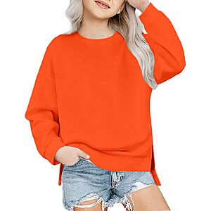 Arshiner Girls Crewneck Sweatshirt Side Split Long Sleeve Pullover Tops $9.79