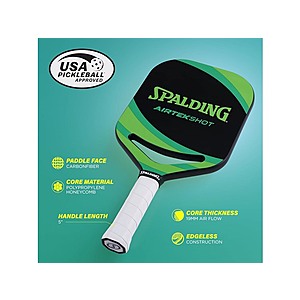 19mm Carbon Fiber Spalding Airtek Shot Pickleball Paddle (Green) $39.99 + Free Shipping w/ Prime
