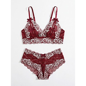 Avidlove Women Lace Lingerie Matching Bra & Panty Set (Various Colors) $6.50 + Free Shipping w/ Prime or on $35+