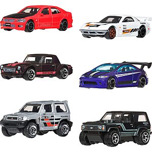 6-Pack Hot Wheels 1:64 Scale Die-Cast Japanese Vehicles w/ Elevated Deco Toy Cars $12.90 + Free Shipping w/ Prime or on $35+