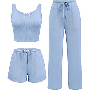 Ekouaer Women's 3-Piece Lounge Set $12 + Free Shipping w/ Prime or orders $35+