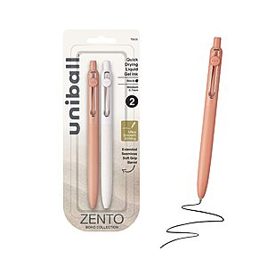 uniball™ Zento Gel Pens, Black Ink, 0.7mm Medium Point, 2 Count | Retractable, Smooth Writing, Quick-Drying, No Smear, No Bleed~$3.35 After Coupon & S&S @ Amazon