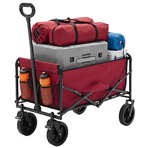 NEWBULIG 330lbs Collapsible Wagon Cart w/ Lockable Wheels Red $31.47 + Free S&H w/ Prime or $35+