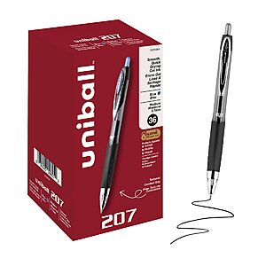 uniball™ 207 Gel Pens, Blue Ink, 0.7mm Medium Point, Retractable, 36 Count, Smooth Writing, Fraud-Resistant, uni Super Ink™ | Smooth Writing~$20.10 After Coupon @ Amazon