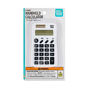 $2.96: Pen+Gear Basic 8-Digit Handheld Calculator, Portable Solar Calculator, White at Walmart Pickup