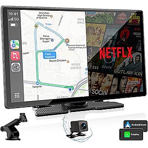 9" Volam CarPlay Voice Control Touch Screen with Built-In Netflix & YouTube and 1080p Backup Camera $72