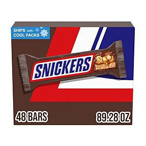 [SnS] $35.33* | 48-Count 1.86oz SNICKERS Full Size Bulk Milk Chocolate Candy Bars at Amazon (73.6￠ each)
