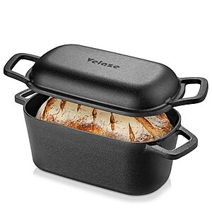 3.6-Quart Velaze Oval Cast Iron Dutch Oven Bread Pan w/ Lid (Black) $30 + Free Shipping w/ Prime or on $35+