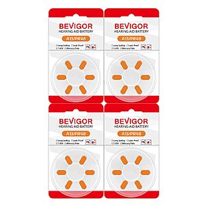 BEVIGOR Hearing Aid Batteries Size 13, Mercury Free (24 Count), Zinc Air Batteries, Easy to Open and Carry, 1.45V, Long Lasting Batteries $3.99