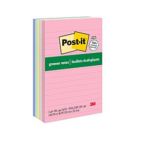 5 Pack 4 x 6 in Post-it Greener Notes (Sweet Sprinkles Collection, 100 Sheets/Pad) $9.99 + Free S&H w/ Prime or $35+