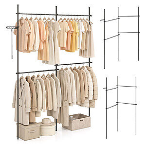 Costway Adjustable Floor to Ceiling Clothes Rack w/ 4 Hanging Rods $45 + Free Shipping