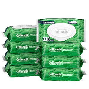 $9.09 or less S&S-Clip Q AMZ: Cottonelle GentlePlus Flushable Wipes, 8 Packs, 42 Wipes per Pack (336 total)