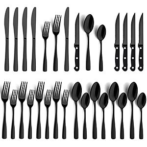 24-Pc BEWOS Black Stainless Steel Flatware Set w/ Steak Knives (Service for 4) $13.49 + Free Shipping w/ Prime or on $35+