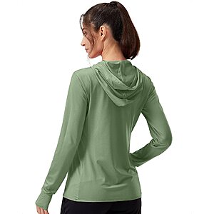 Soothfeel Women's UPF 50+ Sun Protection Hoodie Jacket Lightweight Long Sleeve Sun Shirt for Women with Pocket Hiking Outdoor C-Green $14.84