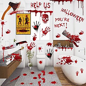 84Pcs Halloween Decorations Handprint Footprint Stickers Clings Decals for Window,Bathroom Floor,Restroom 8 Sheets $3.99
