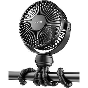 Gaiatop Mini Portable Stroller Fan, Small Clip on Fan 3 Speed Rechargeable $15.98