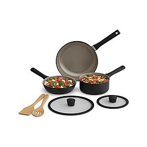 $24.99 | Bella 7-Pc Cookware Set w/ EverGood Ceramic Nonstick Coating (Black) at Woot!