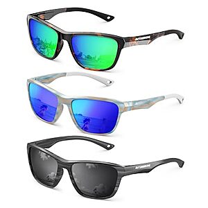 3-Pack KALIYADI Men's or Women's UV400 Polarized Rectangular Sunglasses (Various) $8.49 ($2.83 each) + Free Shipping w/ Prime or on $35+