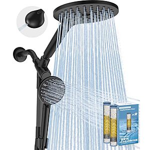 8" MakeFit Dual Filtered Rain Shower Head Combo w/ Adjustable Slide Bar & 10 Spray Modes $39.99 + Free Shipping