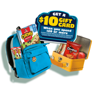 BACK TO SCHOOL Spend $20 at once, get $10 Rebate on Frito Lay Variety Packs, Quaker Granola Bars, Hot/Cold Cereal and more!