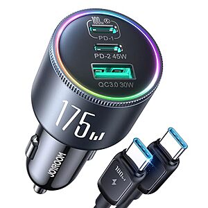 Joyroom 3-Port Up to 175W Car Charger w/ 4' 100W USB-C Cable $12.49 + Free Shipping w/ Prime or on $35+