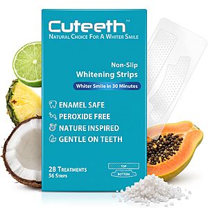 Cuteeth Teeth Whitening Strips for Sensitive Teeth, 28 Treatments, 56 Count