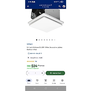 Utilitech Utilitech 1.0-Sone 80-CFM White Decorative Lighted Bathroom Fan one_size | 7141-80-L $24.72