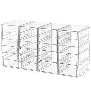 4-Pack 22-Drawer Clear Acrylic Stackable Desk & Makeup Organizer $32.01 + Free Shipping w/ Prime or on $35+