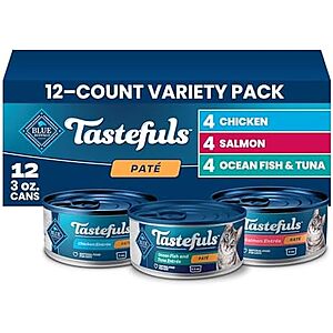 [SnS, AC] $7.96* | 12-Ct 3-Oz Blue Buffalo Tastefuls Wet Cat Food (Variety) at Amazon
