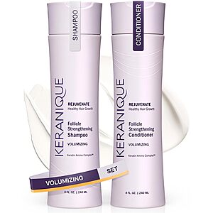 Keranique Volumizing Shampoo & Conditioner Set for Hair Repair, Growth & Thinning Hair Support – Keratin $31