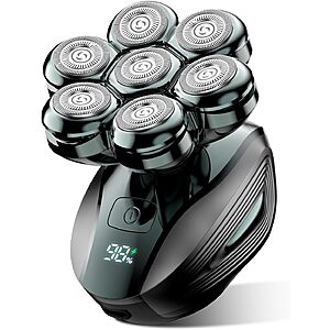 Head Shavers for Bald Men: 7D Floating with 120-Min Run - Grass Green | Electric Razor with Magnetic Removable Head - Wet/Dry Shaving - LED Display $49.99