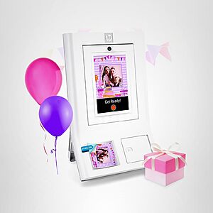 HP Sprocket Photo Booth Machine Instant Photo Printer - 10.1" Touchscreen Photobooth, LED Ring Light - 250+ Frames, Prints on 3x4 Zink Paper or Share via QR Code $399.99
