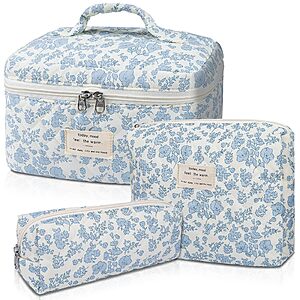 3-Piece Gosect Large Quilted Cosmetic Big Set $9.39 + Free Shipping w/ Prime or on $35+