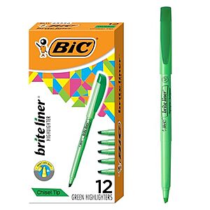 12-Count BIC Brite Liner Chisel Tip Highlighters (Green) $5.97 w/ S&S + Free Shipping w/ Prime or on $35+