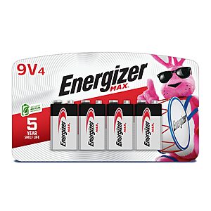 Energizer MAX 9V Batteries (4 Pack), 9 Volt Alkaline Batteries $5.48