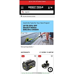 50% OFF Select Ryobi tools