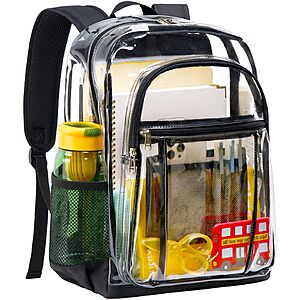 $9.99 - Vorspack Heavy Duty Clear Backpack, 16 Inch Large Clear Bookbag for School