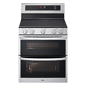 LG - 30-in 7.3 Cu. Ft. Freestanding Double Oven Elec True Convect Smart Range with 5 Elements, Air Fry and UltraHeat 3.2 kW - Stainless Steel $1599.99 Bestbuy.com