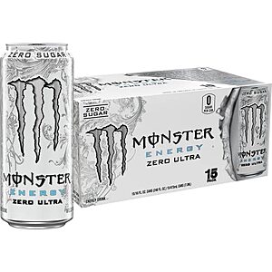 [SnS, AC] $14.84* | 15-Pack 16-Oz Monster Sugar Free Energy Drink (Zero Ultra) at Amazon