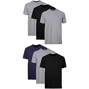 $16.99* | 6-Pk Men's Hanes Stay-Tucked Soft Cotton Undershirts (Black/Grey/Blue) at Amazon