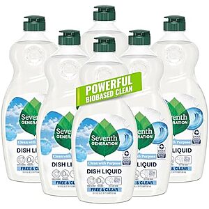 [SnS, AC] $9.97* | 6-Pk 19-Oz Seventh Generation Dish Liquid Soap (Free & Clear) at Amazon ($1.66 each)
