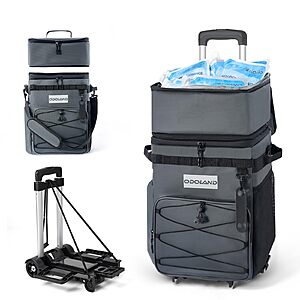 Odoland 72 Can Rolling Cooler, Leakproof Insulated Cooler Bag with Handle
