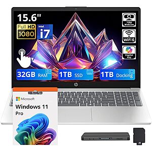 Used: Like New HP 15.6" FHD Touchscreen Business Laptop, Intel i7-1255U, 32GB RAM, 1TB PCIe SSD, Intel Iris Xe Graphics, Num Pad, Webcam, Windows 11 Pro $639.44