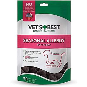 [NEW, SnS] $18.99 | Vet's Best Seasonal Allergy Soft Chews for Dogs, Soothe Dog, 90 Day Supply at Amazon