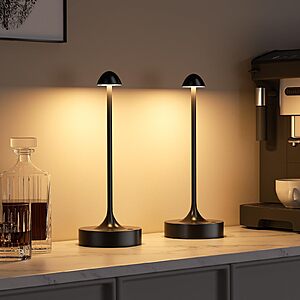 2-Pack 11.4" Kakanuo Rechargeable Battery Operated Table Lamp w/ 3 Color Modes & Stepless Dimming (Black) $11.99 + Free Shipping w/ Prime or on $35+