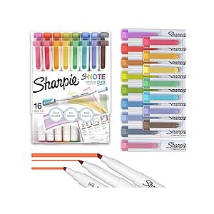 16 count, Sharpie S-Note Duo Dual-Tip Creative Highlighters, Assorted Mild Colors, No Bleed, Fine and Chisel Tips, Includes Stand-Up Easel, $9.09, FS Prime, Woot!