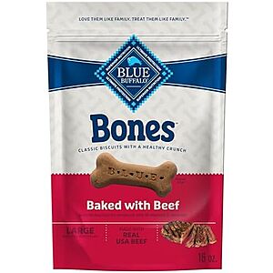 [SnS, AC] $10.95* | 4-Pk 16-Oz Blue Buffalo Bones Large Crunchy Dog Treats (Beef) at Amazon