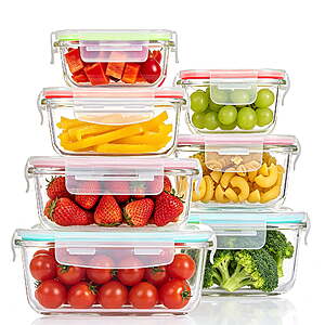 $20.48: Sindcom 7 Pack Glass Food Storage Containers with Leak Proof Locking Lids(Colorful/Grey) at Walmart.com