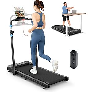THERUN Walking Pad with Handle Bar, 2 in 1 Under Desk Portable Treadmill $98.38